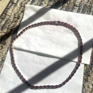 Red Garnet Rhodium Sterling Silver Necklace